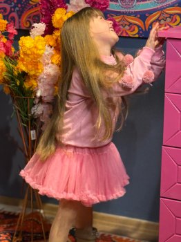 Pembe Ponponlu Tüllü İkili Takım