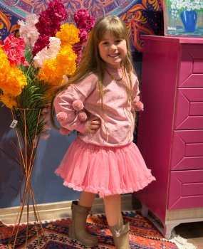 Pembe Ponponlu Tüllü İkili Takım