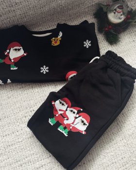 Yeni Yıl Temalı Siyah Eşofman Takımı 