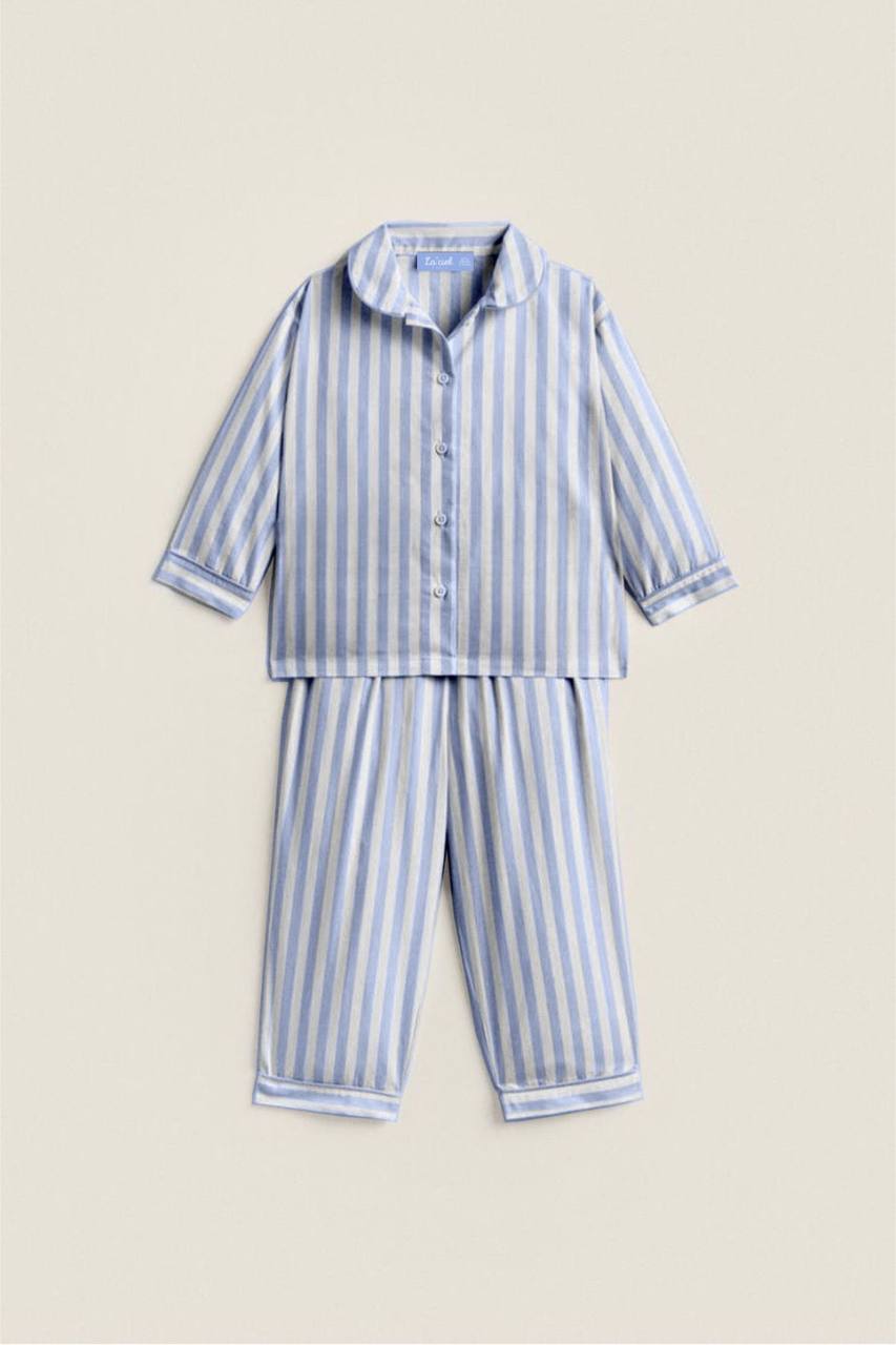 Mavi Çizgili Çantalı Pijama Takımı