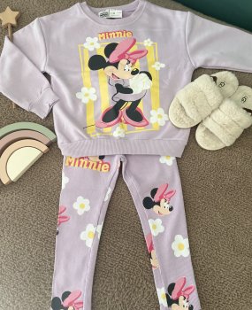 LiLa Renkli Minie Baskılı Fitilli Taytlı Takım