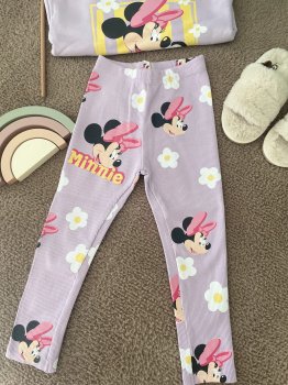 LiLa Renkli Minie Baskılı Fitilli Taytlı Takım