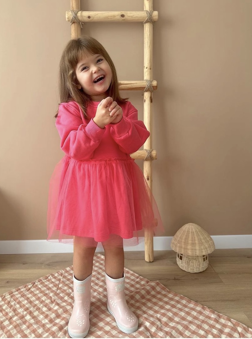 Pembe Sweat Tütülü Elbise 