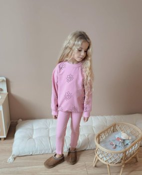 Pembe Çicek Desenli Takım