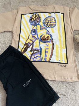 Vizon Renkli Mickey Baskılı Şortlu Takım