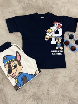 Lacivert Paw Patrol Baskılı Şortlu Takım