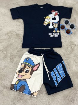 Lacivert Paw Patrol Baskılı Şortlu Takım