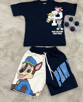 Lacivert Paw Patrol Baskılı Şortlu Takım