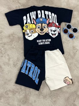 Lacivert Paw Patrol Baskılı Şortlu Takım
