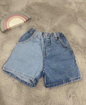 Çizgili Bermuda Jean