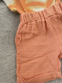 Müslin Palmiye Desenli Şortlu Takım