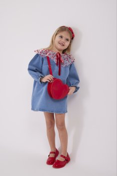 Demin Yaka Detaylı Çantalı Takım