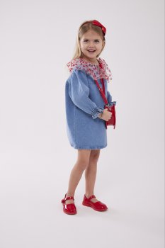 Demin Yaka Detaylı Çantalı Takım