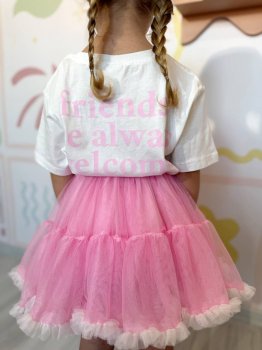 Tütü Etekli Baskılı Salaş Tshirt Takım 