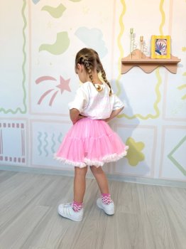 Tütü Etekli Baskılı Salaş Tshirt Takım 