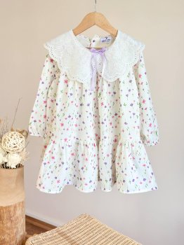 %100 Pamuk Çiçekli Elbise 