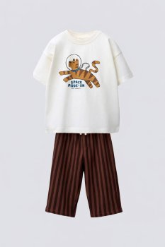 %100 Pamuklu Kedi Baskılı Takım 