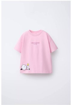 Kız Çocuk Pembe Pochacco Karakterli Pamuklu Tişört