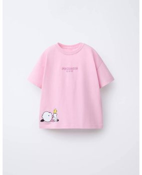 Kız Çocuk Pembe Pochacco Karakterli Pamuklu Tişört