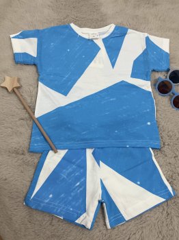 Geometrik Şekilli Mavi Renk Takım