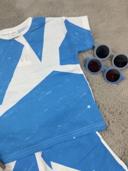 Geometrik Şekilli Mavi Renk Takım