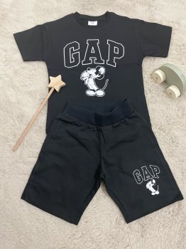 Gap Baskılı Siyah Şortlu Takım