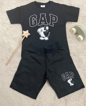 Gap Baskılı Siyah Şortlu Takım
