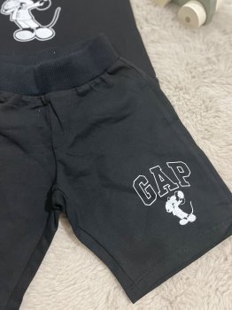 Gap Baskılı Siyah Şortlu Takım