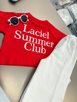 La'ciel Hafif Crop Summer Clup Tişört