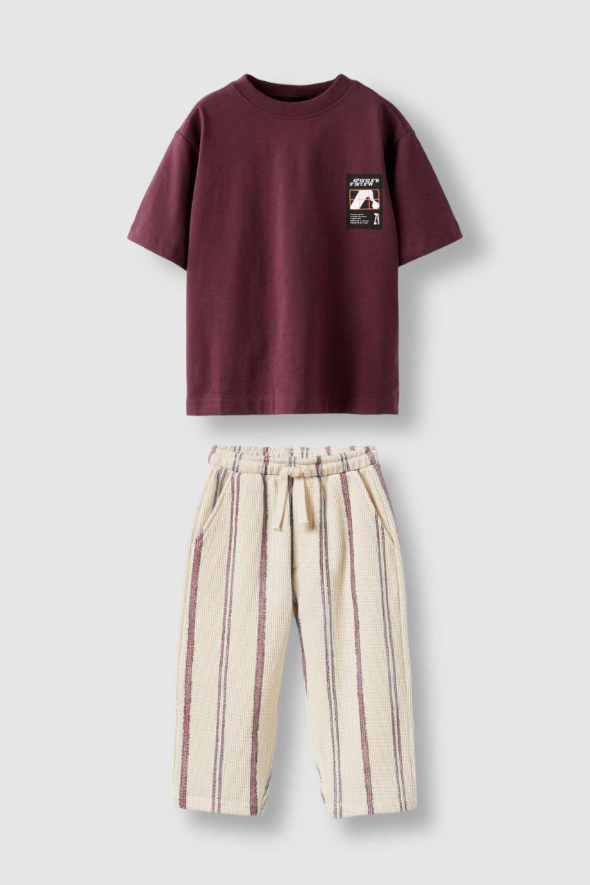 Bordo Gofre Jogger Takım 