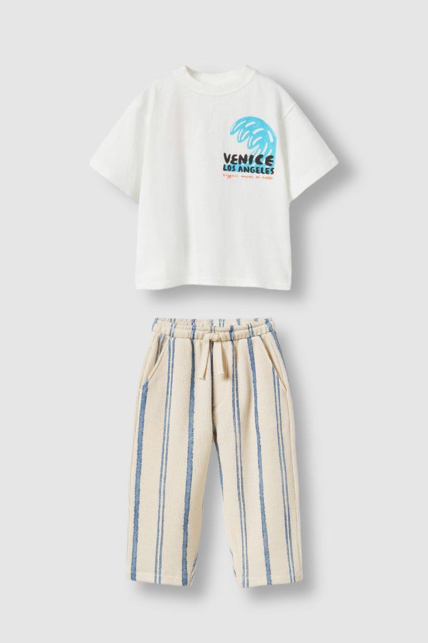 Mavi Gofre Jogger Takım