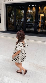 Siyah Puantiye Desenli Balon Elbise 