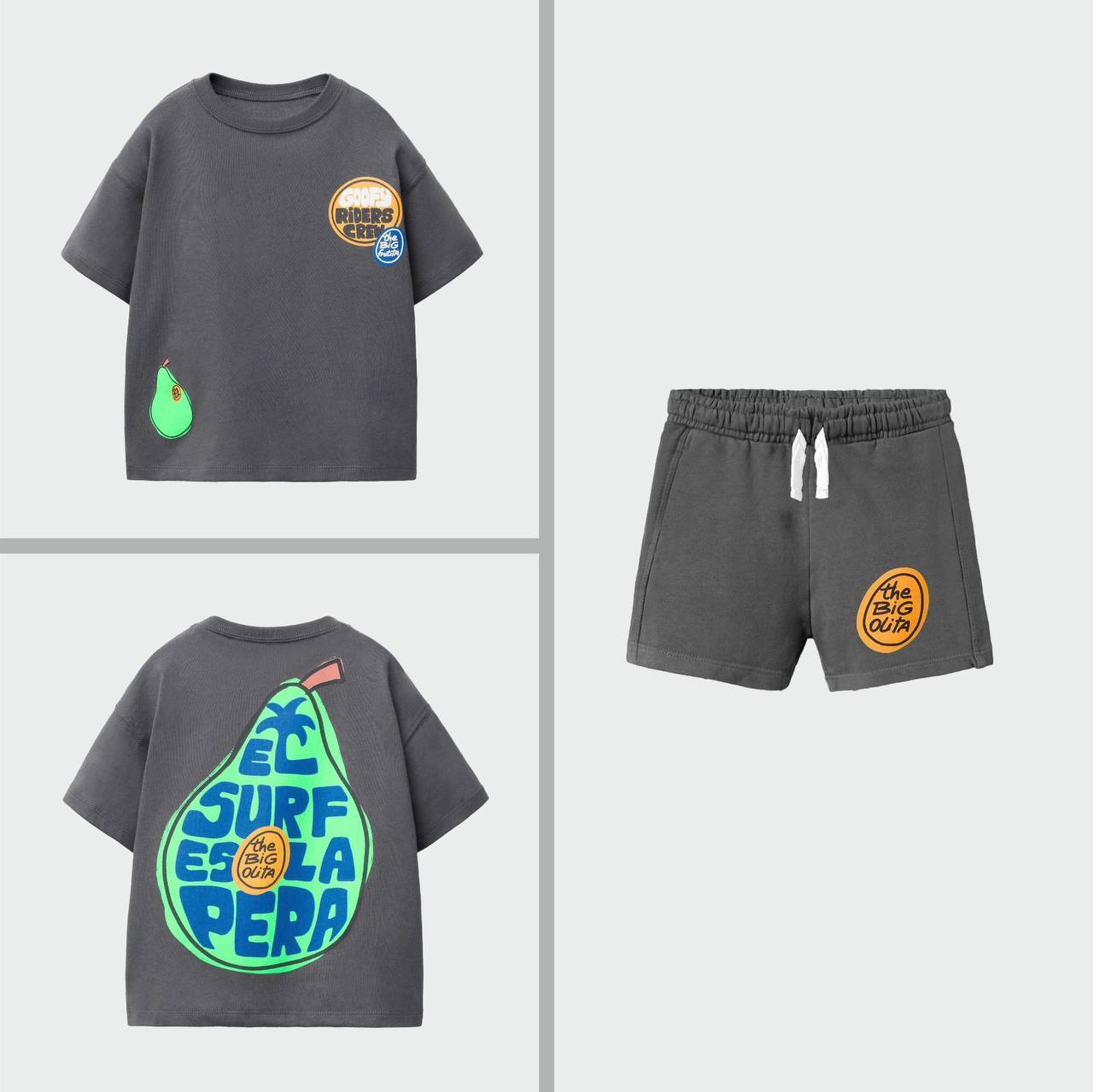 Antrasit Armut Baskılı Şortlu Takım 