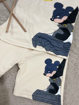 Krem Siyah Mickey Baskılı Takım