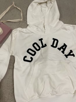 Beyaz Cool Day Baskılı Kapşonlu Takım 