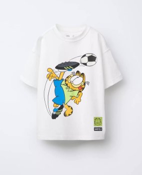 Beyaz Garfıeld Baskılı Tişört