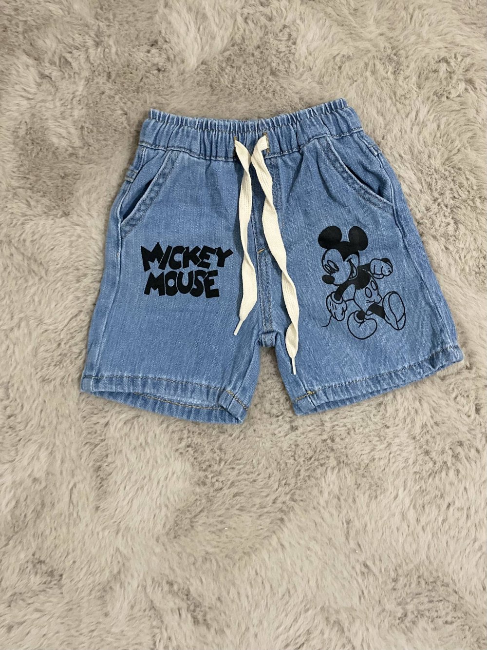 Baskılı Mavi Denim Erkek Şort