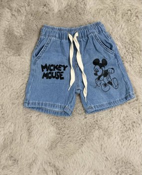 Baskılı Mavi Denim Erkek Şort