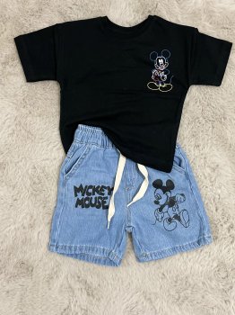 Baskılı Mavi Denim Erkek Şort