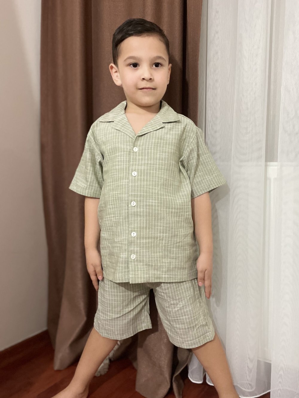 Keten Gömlek Şort Takım