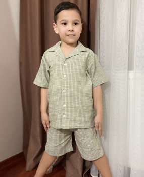 Keten Gömlek Şort Takım
