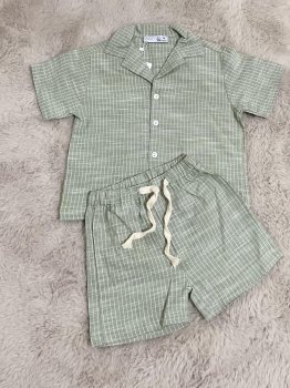 Keten Gömlek Şort Takım