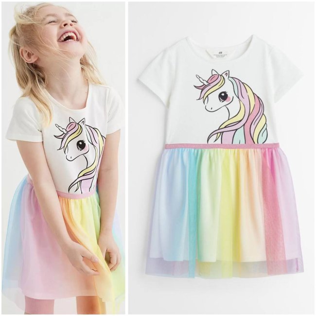 Unicorn Baskılı Elbise 