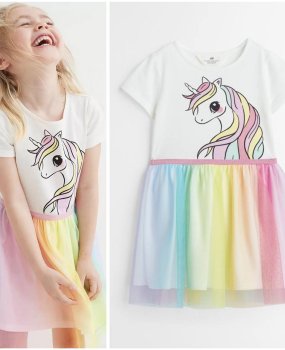 Unicorn Baskılı Elbise