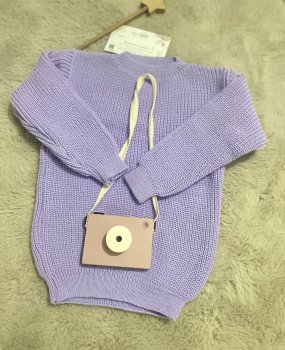 Lila Renk Selanik Örgü Kazak