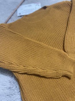 Hardal Renk Selanik Örgü Kazak