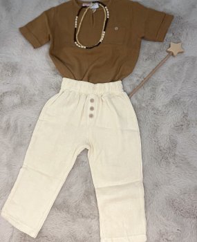 Kahve Krem Muslin Takım