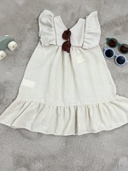 Dantel Şeritli Keten Elbise