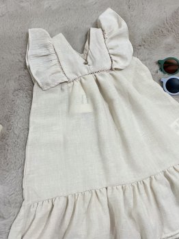 Dantel Şeritli Keten Elbise