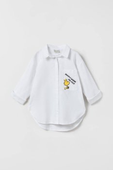 Beyaz Snoopy Baskılı Gömlek 